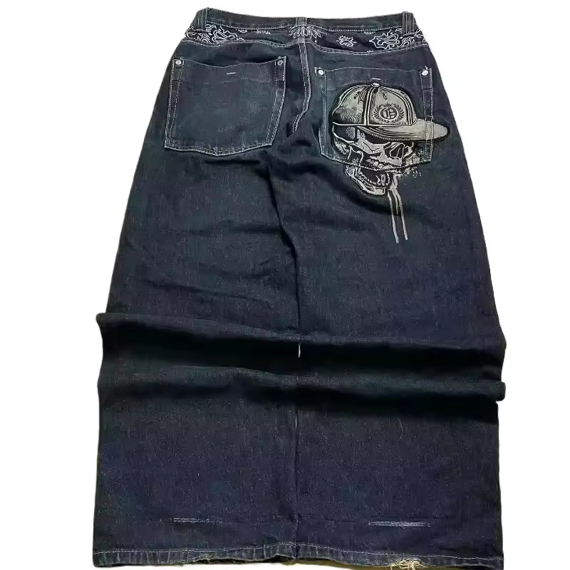 Skull Embroidered Jeans Women